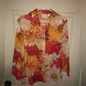 - - Alfred Dunner floral button down thin top M
